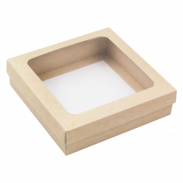 Коробка для кондитерских изделий с окном 150 х 150 х 40 мм, крафт (1/100)