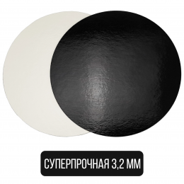 Подложка-поднос черный - серебро, d=24 см, 3,2 мм